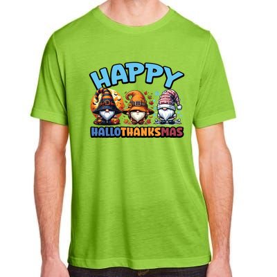 Happy Hallothanksmas Gnome Halloween Thanksgiving Christmas Gift Adult ChromaSoft Performance T-Shirt