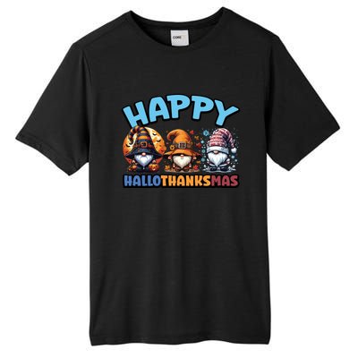 Happy Hallothanksmas Gnome Halloween Thanksgiving Christmas Gift Tall Fusion ChromaSoft Performance T-Shirt