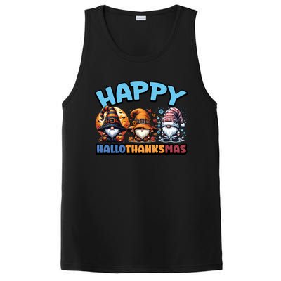 Happy Hallothanksmas Gnome Halloween Thanksgiving Christmas Gift PosiCharge Competitor Tank