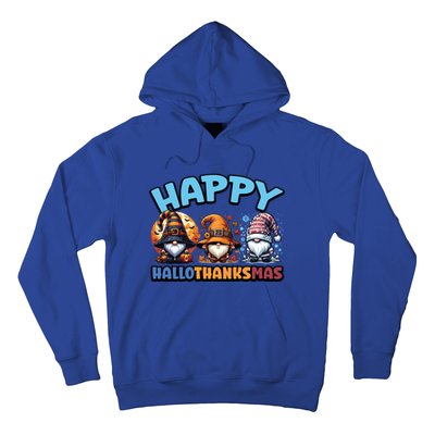 Happy Hallothanksmas Gnome Halloween Thanksgiving Christmas Gift Hoodie