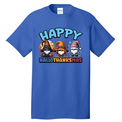 Happy Hallothanksmas Gnome Halloween Thanksgiving Christmas Gift Tall T-Shirt