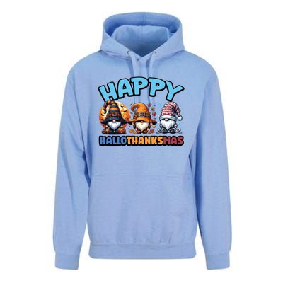 Happy Hallothanksmas Gnome Halloween Thanksgiving Christmas Gift Unisex Surf Hoodie