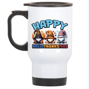 Happy Hallothanksmas Gnome Halloween Thanksgiving Christmas Gift Stainless Steel Travel Mug