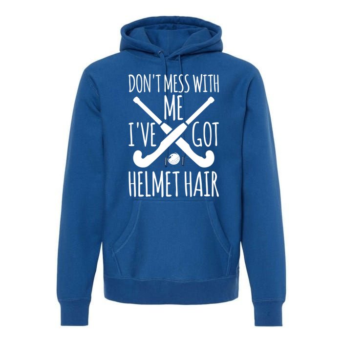 Helmet Hair Gift Field Hockey Goalie Funny Gift Premium Hoodie