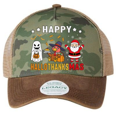 Happy Hallothanksmas Ghost Turkey Pumpkin Christmas Santa Legacy Tie Dye Trucker Hat