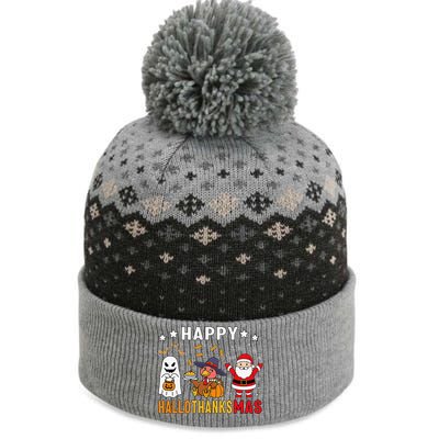 Happy Hallothanksmas Ghost Turkey Pumpkin Christmas Santa The Baniff Cuffed Pom Beanie