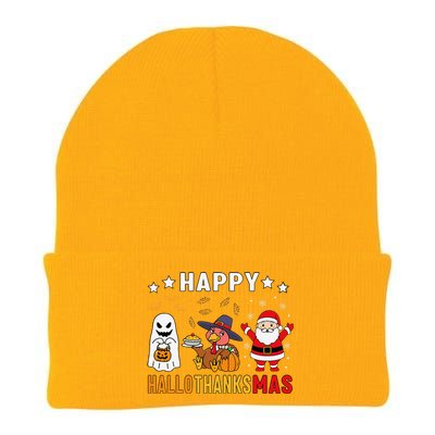 Happy Hallothanksmas Ghost Turkey Pumpkin Christmas Santa Knit Cap Winter Beanie