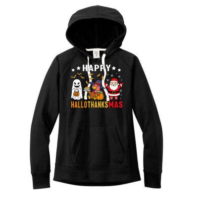 Happy Hallothanksmas Ghost Turkey Pumpkin Christmas Santa Women's Fleece Hoodie