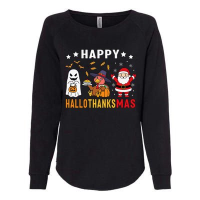 Happy Hallothanksmas Ghost Turkey Pumpkin Christmas Santa Womens California Wash Sweatshirt