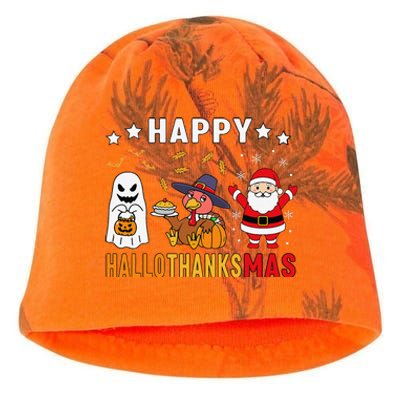 Happy Hallothanksmas Ghost Turkey Pumpkin Christmas Santa Kati - Camo Knit Beanie