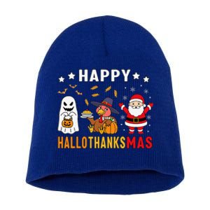 Happy Hallothanksmas Ghost Turkey Pumpkin Christmas Santa Short Acrylic Beanie