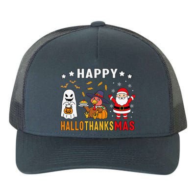 Happy Hallothanksmas Ghost Turkey Pumpkin Christmas Santa Yupoong Adult 5-Panel Trucker Hat