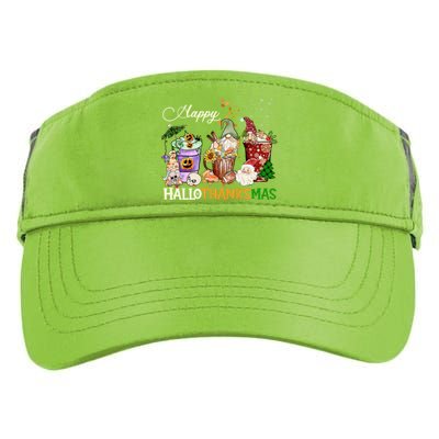 Happy Hallothanksmas Gnome Merry Christmas Thanksgiving Gift Adult Drive Performance Visor