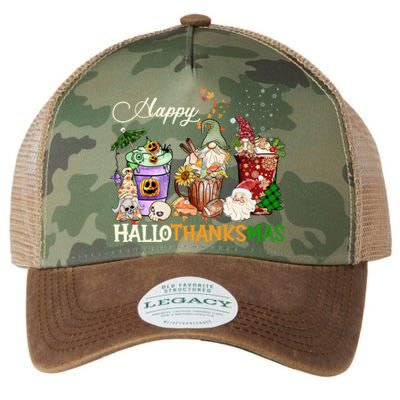 Happy Hallothanksmas Gnome Merry Christmas Thanksgiving Gift Legacy Tie Dye Trucker Hat