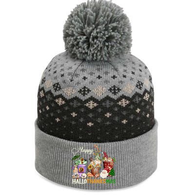 Happy Hallothanksmas Gnome Merry Christmas Thanksgiving Gift The Baniff Cuffed Pom Beanie