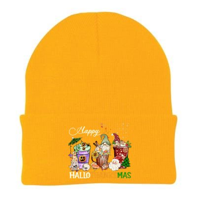 Happy Hallothanksmas Gnome Merry Christmas Thanksgiving Gift Knit Cap Winter Beanie