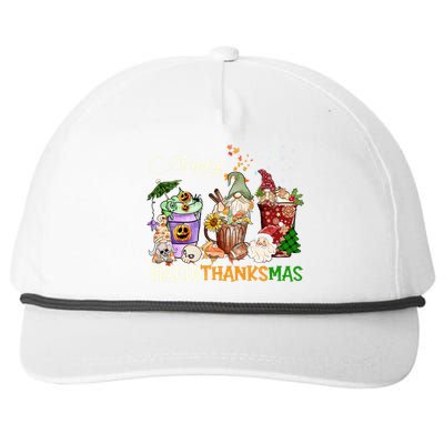 Happy Hallothanksmas Gnome Merry Christmas Thanksgiving Gift Snapback Five-Panel Rope Hat