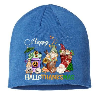 Happy Hallothanksmas Gnome Merry Christmas Thanksgiving Gift Sustainable Beanie