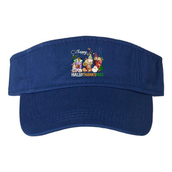 Happy Hallothanksmas Gnome Merry Christmas Thanksgiving Gift Valucap Bio-Washed Visor