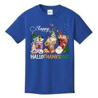 Happy Hallothanksmas Gnome Merry Christmas Thanksgiving Gift Kids T-Shirt