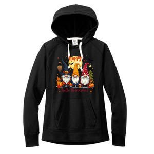 Happy Hallothanksmas Gnome Halloween Thanksgiving Christmas Women's Fleece Hoodie