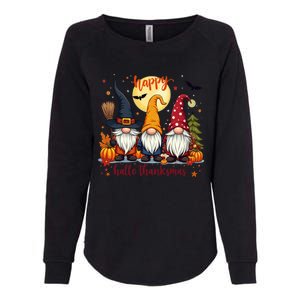 Happy Hallothanksmas Gnome Halloween Thanksgiving Christmas Womens California Wash Sweatshirt