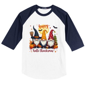 Happy Hallothanksmas Gnome Halloween Thanksgiving Christmas Baseball Sleeve Shirt