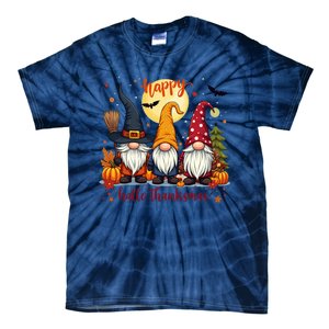 Happy Hallothanksmas Gnome Halloween Thanksgiving Christmas Tie-Dye T-Shirt