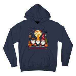 Happy Hallothanksmas Gnome Halloween Thanksgiving Christmas Tall Hoodie