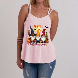 Happy Hallothanksmas Gnome Halloween Thanksgiving Christmas Women's Strappy Tank