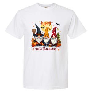 Happy Hallothanksmas Gnome Halloween Thanksgiving Christmas Garment-Dyed Heavyweight T-Shirt