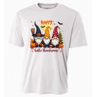 Happy Hallothanksmas Gnome Halloween Thanksgiving Christmas Cooling Performance Crew T-Shirt