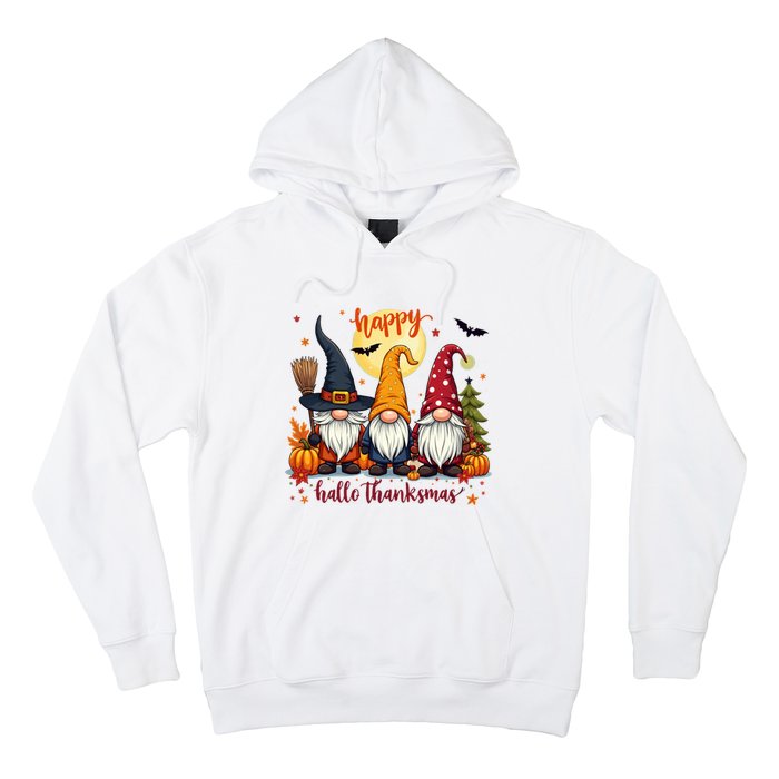 Happy Hallothanksmas Gnome Halloween Thanksgiving Christmas Hoodie