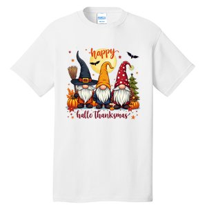 Happy Hallothanksmas Gnome Halloween Thanksgiving Christmas Tall T-Shirt