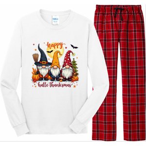 Happy Hallothanksmas Gnome Halloween Thanksgiving Christmas Long Sleeve Pajama Set