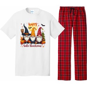 Happy Hallothanksmas Gnome Halloween Thanksgiving Christmas Pajama Set