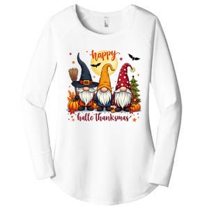 Happy Hallothanksmas Gnome Halloween Thanksgiving Christmas Women's Perfect Tri Tunic Long Sleeve Shirt