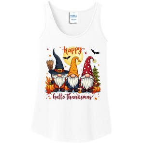 Happy Hallothanksmas Gnome Halloween Thanksgiving Christmas Ladies Essential Tank