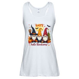 Happy Hallothanksmas Gnome Halloween Thanksgiving Christmas Ladies Essential Flowy Tank