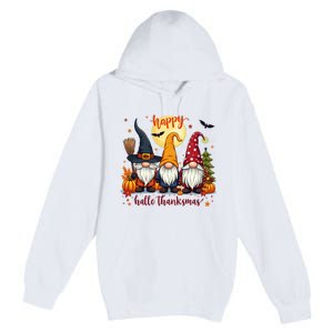 Happy Hallothanksmas Gnome Halloween Thanksgiving Christmas Premium Pullover Hoodie