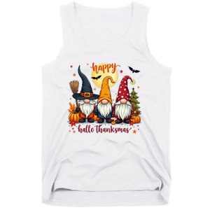 Happy Hallothanksmas Gnome Halloween Thanksgiving Christmas Tank Top