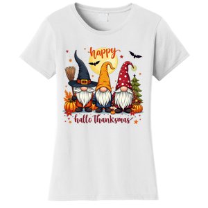 Happy Hallothanksmas Gnome Halloween Thanksgiving Christmas Women's T-Shirt