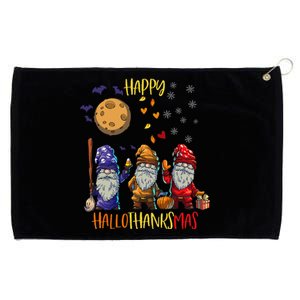 Happy HalloThanksMas Gnomes Halloween Thanksgiving Christmas Cute Grommeted Golf Towel