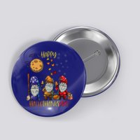 Happy HalloThanksMas Gnomes Halloween Thanksgiving Christmas Cute Button