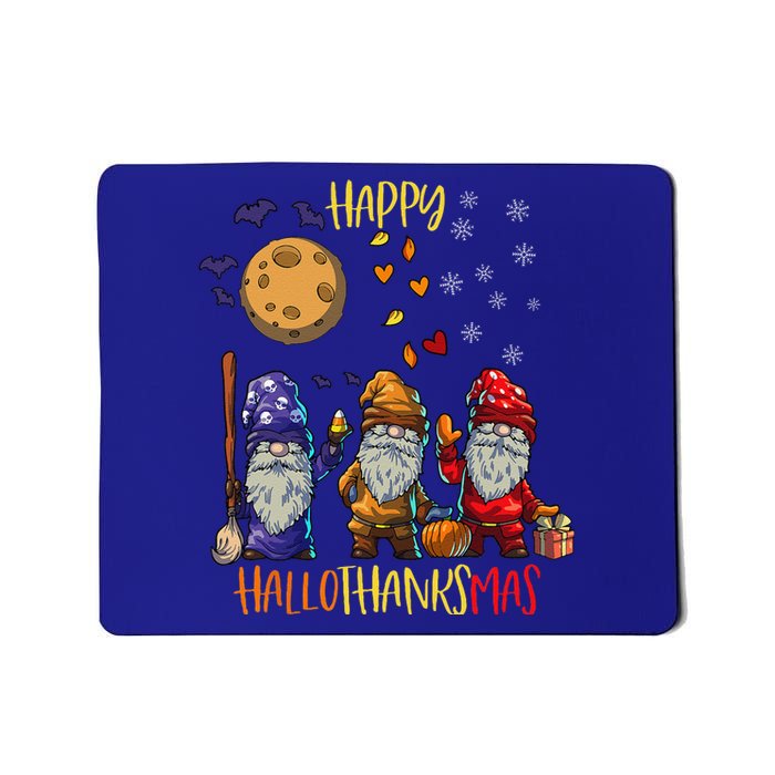 Happy HalloThanksMas Gnomes Halloween Thanksgiving Christmas Cute Mousepad