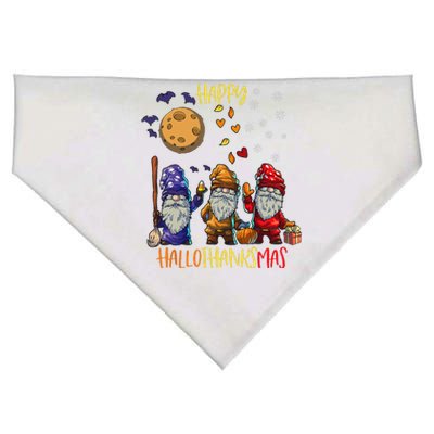 Happy HalloThanksMas Gnomes Halloween Thanksgiving Christmas Cute USA-Made Doggie Bandana