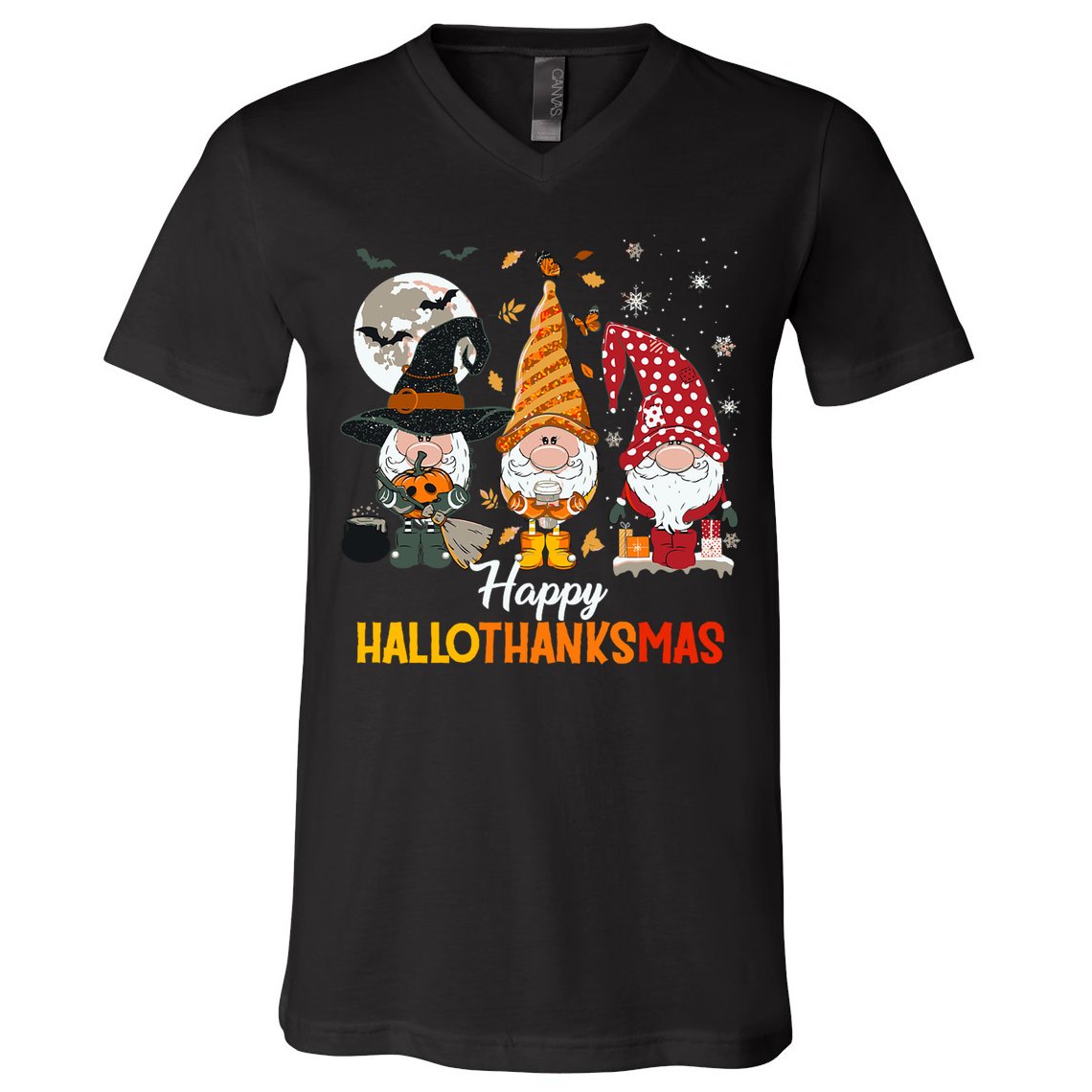 Happy Hallothanksmas Ghomes V-Neck T-Shirt