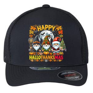 Happy Hallothanksmas Gnomes Lover Halloween Merry Christmas Flexfit Unipanel Trucker Cap