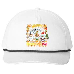 Happy Hallothanksmas Gnomes Lover Halloween Merry Christmas Snapback Five-Panel Rope Hat