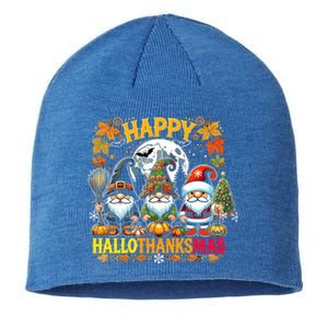 Happy Hallothanksmas Gnomes Lover Halloween Merry Christmas Sustainable Beanie